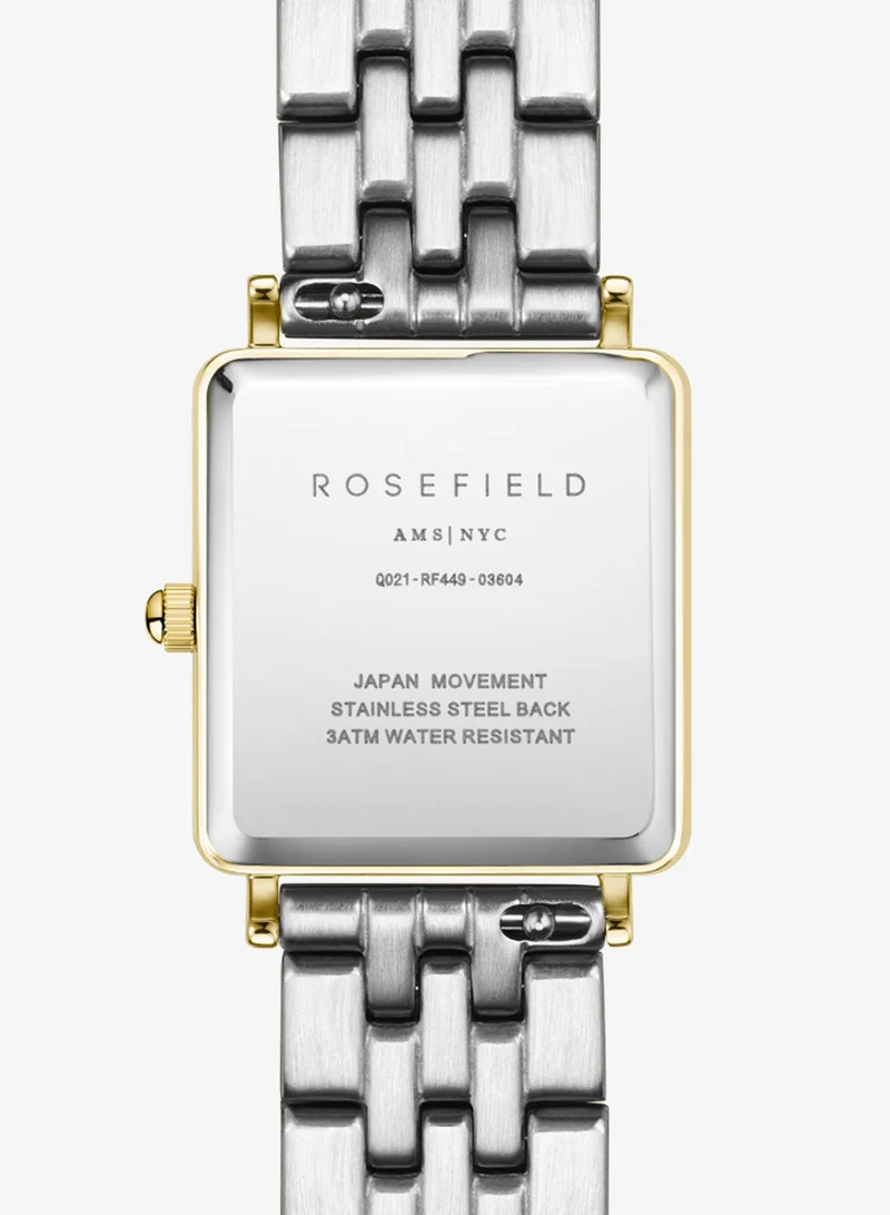 Rosefield  Women's Boxy XS Square Analogue Watch, White Sunray Dial, Two-Tone Steel Bracelet for Women | Best Price UAE