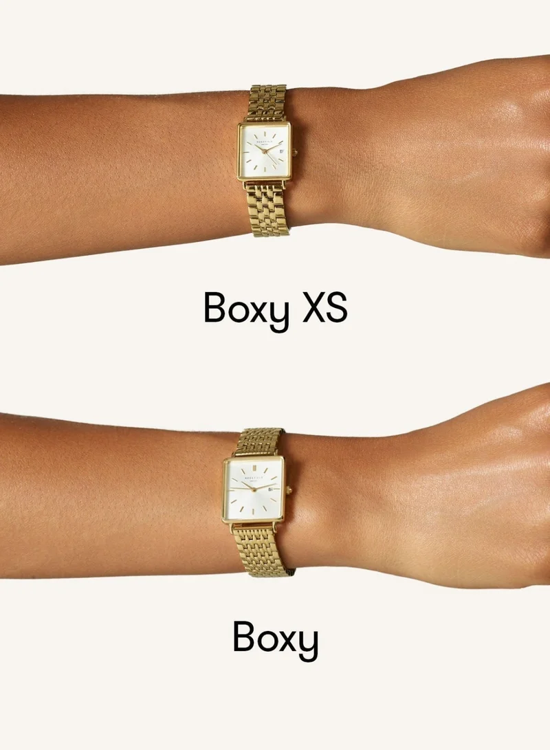Rosefield  Women's Boxy XS Square Analogue Watch, White Sunray Dial, Two-Tone Steel Bracelet for Women | Best Price UAE
