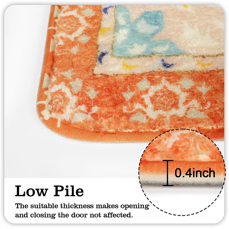 Uphome Boho Tribal Bathroom Rugs Orange Cute Floral Bathroom Mat Non-Slip Machine Washable Bath Rug Soft Oriental Bath Mats for Bathroom Decor for Sink Shower Doormat Tub  20x31 inch - Image 5