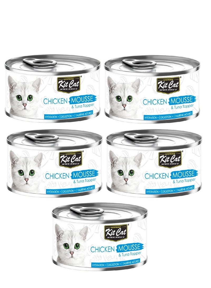 Kit Cat 5Pc Chicken Mousse with Tuna Topper Cat Wet Food 80g