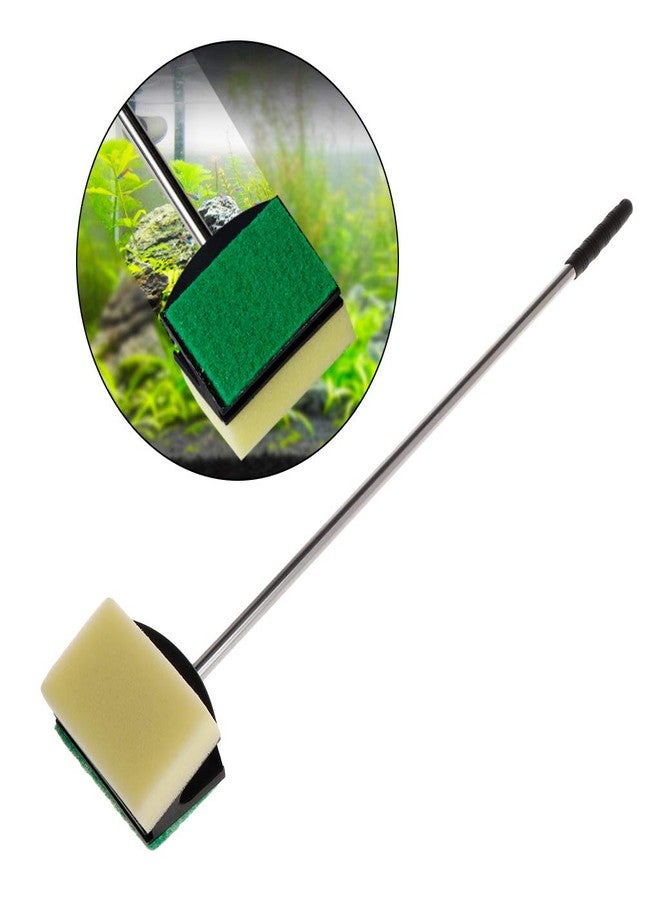 Tebatu Cleaning Brush Double Face Sponge Fish Tank Aquarium Glass Algae Remover Scraper Long Steel Handle Cleaner Tool - Image 3