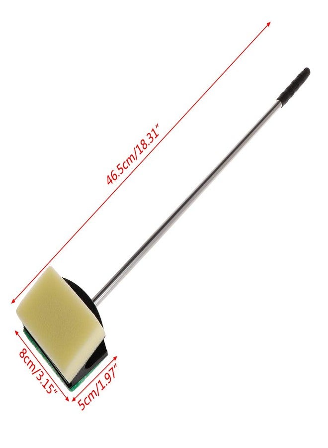 Tebatu Cleaning Brush Double Face Sponge Fish Tank Aquarium Glass Algae Remover Scraper Long Steel Handle Cleaner Tool - Image 2
