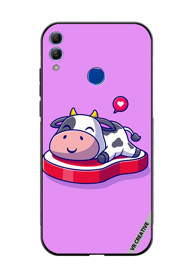Protective Case Cover For Honor 10 Lite Cute Cow Sleeping On Beef Steak Cartoon Design Multicolour