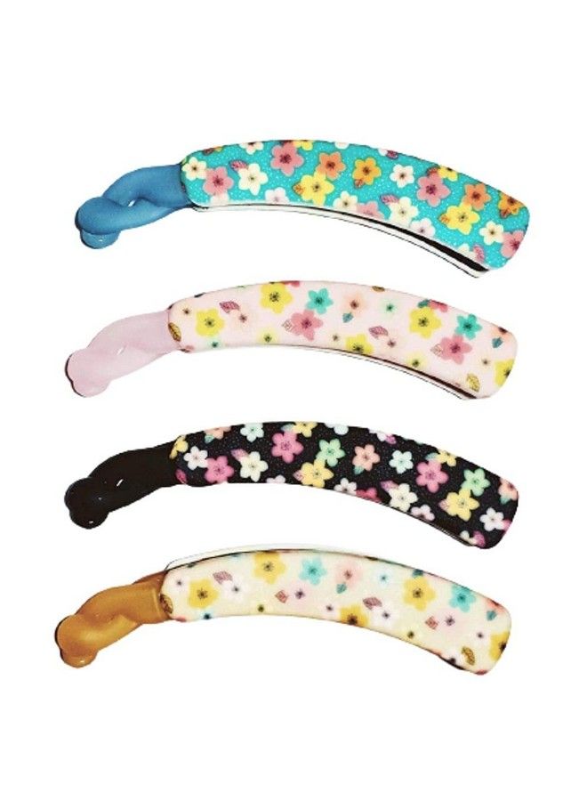 Drishti Plastic Hair Banana Clip For Girls & Women Medium Size Multicolor Pack Of 4 - Image 1