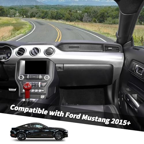 Jimen Compatible with Ford Mustang 20152023 3PCS Gear Shift Knob Overlay Cover Interior Trim Kits Red Carbon Fiber - Image 3