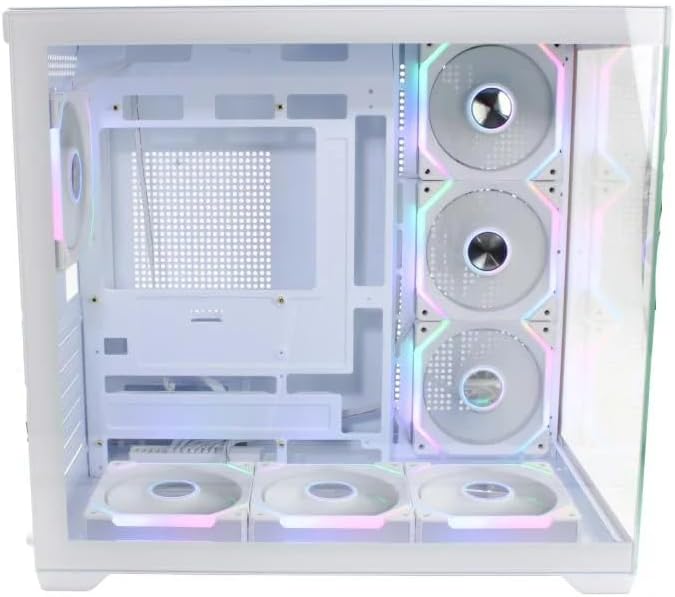علبة كمبيوتر ألعاب GT-F7CW009 GTW - علبة كمبيوتر ATX متوسطة البرج بيضاء مع 7 مراوح ARGB مثبتة مسبقًا، لوحة جانبية من الزجاج المقسى، دعم تبريد مائي 360 مم، منفذ USB Type-C، علبة عالية التدفق الهوائي للاعبين - Image 3