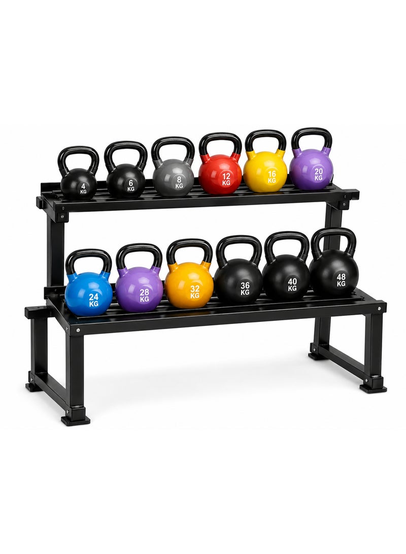 Volcan Fitness SC-80284 Heavy Duty Kettlebell Rack 2 Tier Storage Stand for Gym & Home Fitness - Image 2