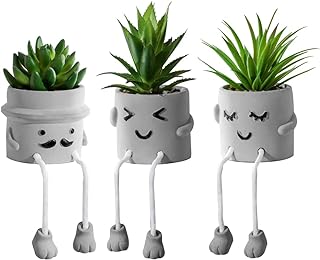 Zerzsy Zerzsy 3pcs Creative Artificial Succulents with Gray Flower Pots, Mini Potted Succulents for Home Decor and Gift Choice.  - Image 1
