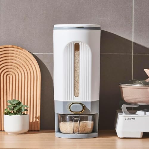 KEYOZA 10 Kg Rice Dispenser, 25 Lbs Rice Container with Measuring Cup, BPA-Free Rice Storage Container for Home Kitchen Pantry Household Rice Organization (B) - Image 5