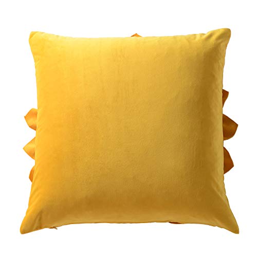 OiseauVoler Decorative 3D Flower Throw Pillow Covers Soft Velvet Handmade Pillowcases Cushion Covers for Couch Bed Living Room Home Decor 18x18 Inch Yellow - Image 2
