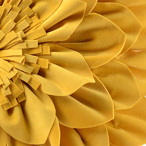 OiseauVoler Decorative 3D Flower Throw Pillow Covers Soft Velvet Handmade Pillowcases Cushion Covers for Couch Bed Living Room Home Decor 18x18 Inch Yellow - Image 4