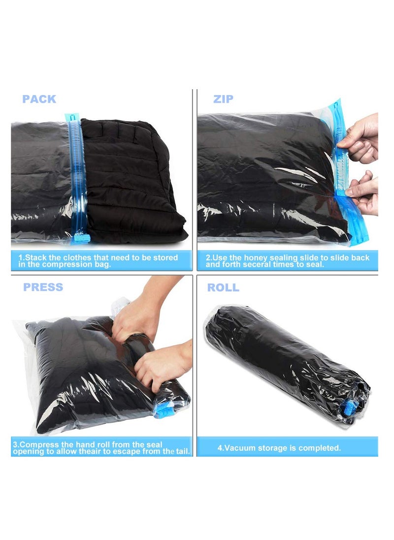SYOSI Compression Bags - Travel Accessories - 10 Pack Space Saver Bags - No Vacuum or Pump Needed - Vacuum Storage Bags for Travel Essentials - Home Packing-Organizers (Blue)  - Image 2