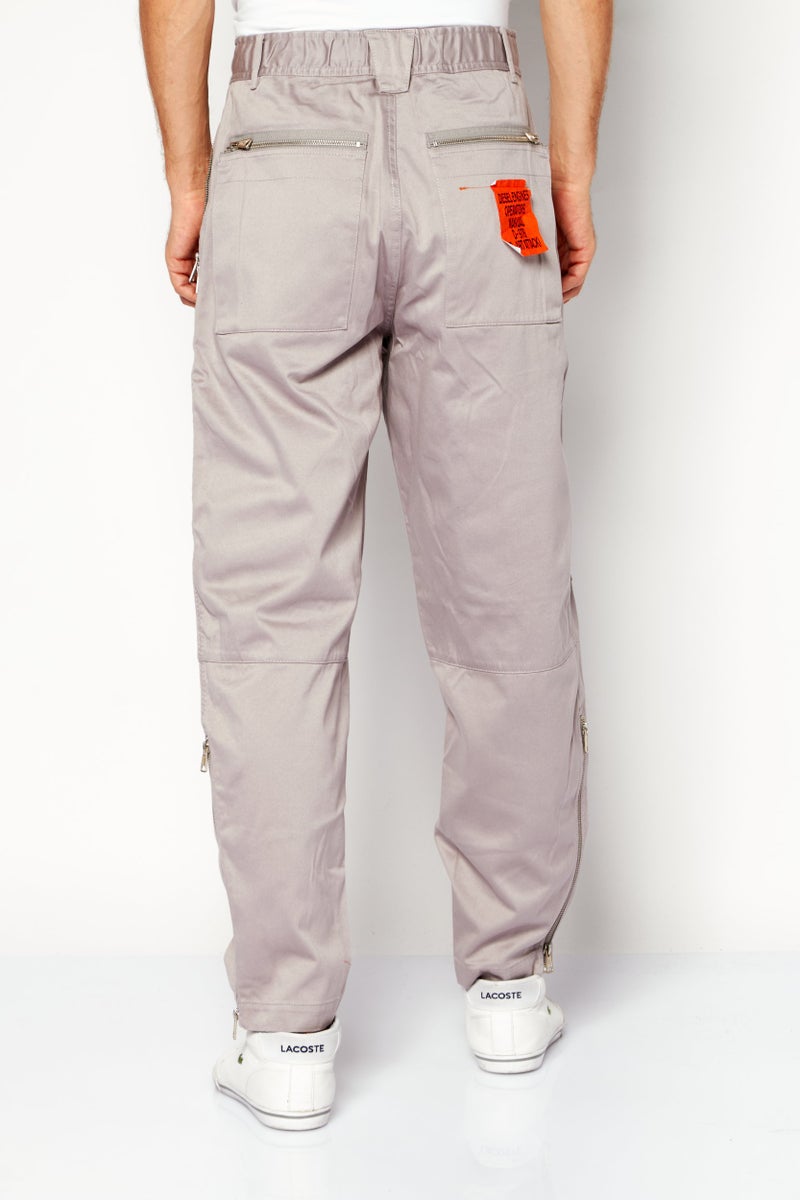 DIESEL Men Regular Fit Washed Denim Cargo Pants, Grey - Image 4