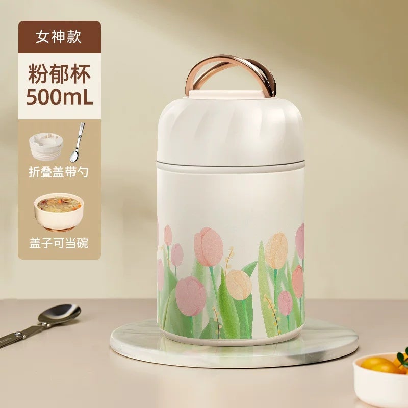 Braised Oats Large Capacity Insulated Lunch Box Bucket Female Student Office Worker Insulated Bucket 316 Stainless Steel Dormitory Braised Cup - Image 5