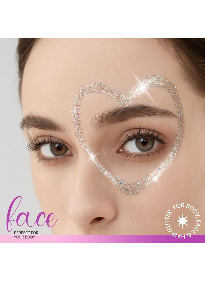 Teenitor - Teenitor Face Glitter, 2pcs Body Glitter Gel, Hair Glitter Gel, 20g/0.7oz Versatile Glitter Set for Face, Body, Hair, 2 Sizes White Glitter Gel for Makeup - Image 1