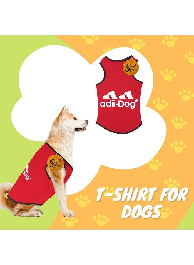 سايج سكوير تي شيرت قطني مريح للكلاب، سترة بدون أكمام ناعمة وجيدة التهوية، ملابس كلاب، قميص داخلي للجراء (أحمر) (صغير جدًا) (10 بوصات) - Image 1