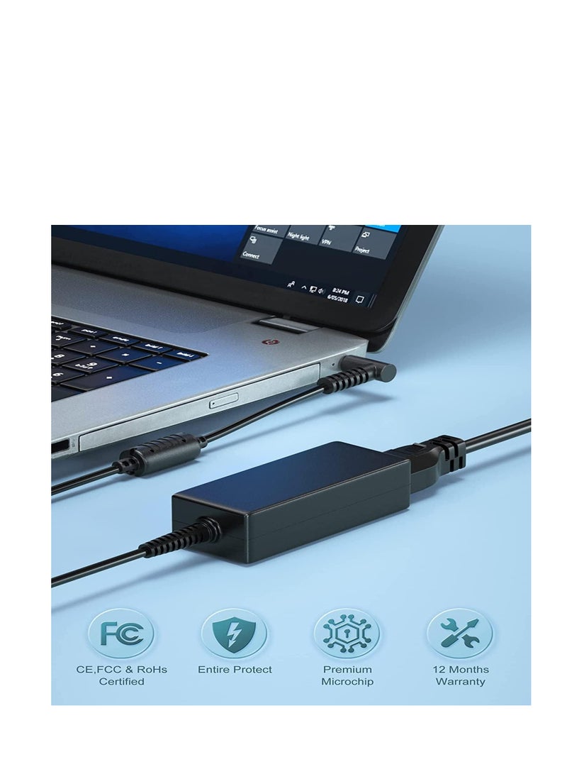 إن تك شاحن لاب توب HP من NTECH بقوة 45 واط/65 واط (19.5 فولت/2.31 أمبير/3.33 أمبير) محول طاقة تيار متردد لأجهزة HP Elitebook/Folio/Pavilion/Touchsmart/Probook (4.5 × 3.0 مم (طرف أزرق) - أسود) - Image 3