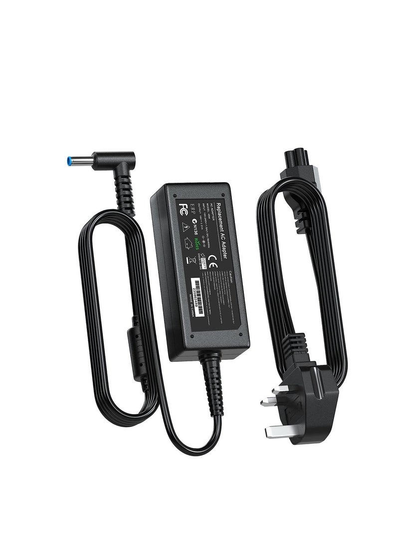 إن تك شاحن لاب توب HP من NTECH بقوة 45 واط/65 واط (19.5 فولت/2.31 أمبير/3.33 أمبير) محول طاقة تيار متردد لأجهزة HP Elitebook/Folio/Pavilion/Touchsmart/Probook (4.5 × 3.0 مم (طرف أزرق) - أسود) - Image 1