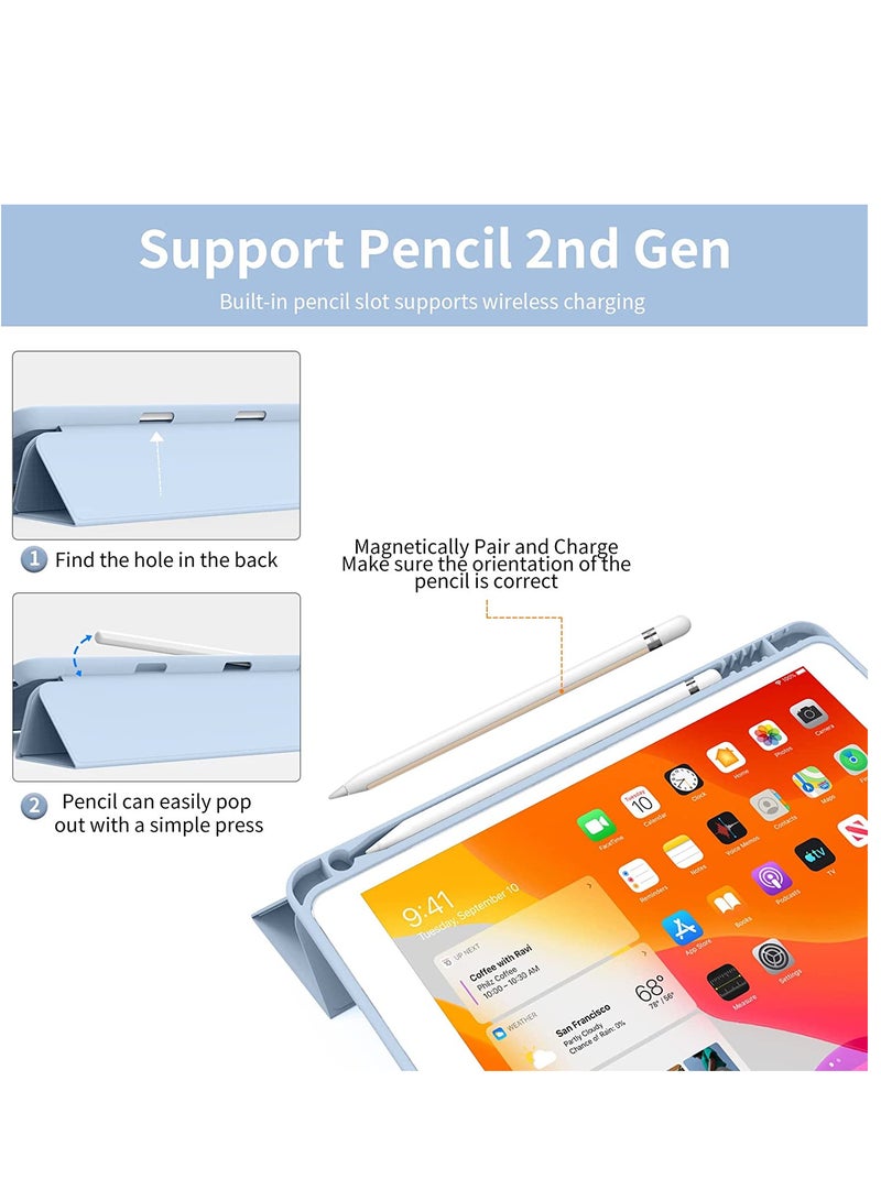 RDN Case for iPad 6th Generation 2018/iPad 5th Generation 2017 9.7 inch, with Pencil Holder, Auto Sleep/Wake, Soft TPU Back Slim Lightweight Trifold Stand Smart Cover for iPad 9.7 6/5 Case- Sky Blue - Image 5