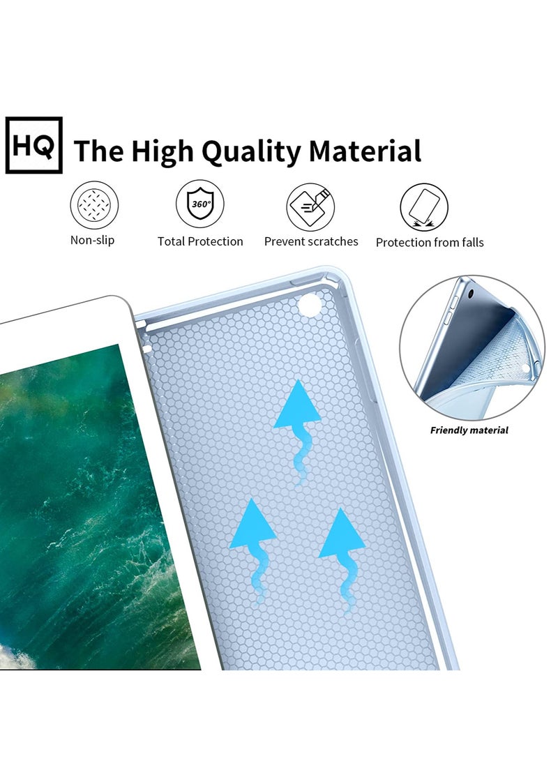 RDN Case for iPad 6th Generation 2018/iPad 5th Generation 2017 9.7 inch, with Pencil Holder, Auto Sleep/Wake, Soft TPU Back Slim Lightweight Trifold Stand Smart Cover for iPad 9.7 6/5 Case- Sky Blue - Image 2