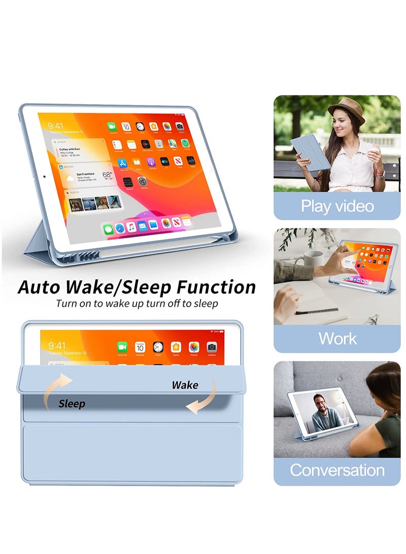 RDN Case for iPad 6th Generation 2018/iPad 5th Generation 2017 9.7 inch, with Pencil Holder, Auto Sleep/Wake, Soft TPU Back Slim Lightweight Trifold Stand Smart Cover for iPad 9.7 6/5 Case- Sky Blue - Image 4