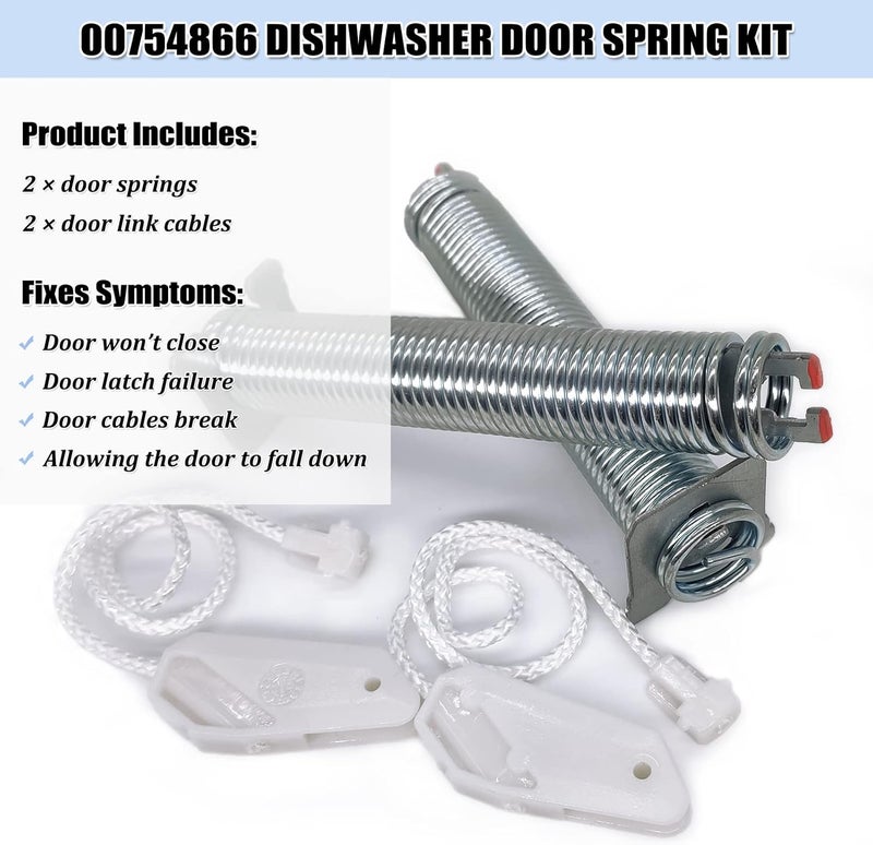 eHuangTools UPGRADED 00754866 Dishwasher Door Spring & Cable Kit - Dishwasher Door Hinge Replacement Parts AP5804978 PS8770519 00623540 00627230 00659339 00751392 3279707 - Image 2