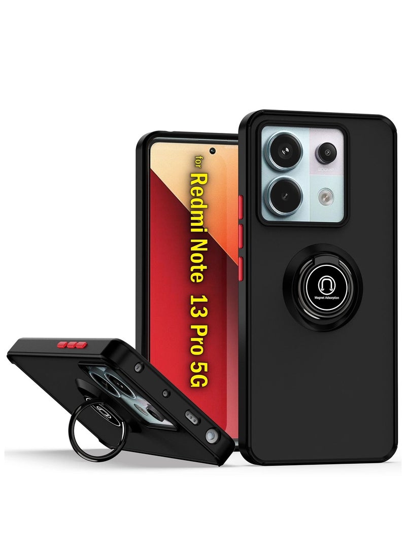 Case For Xiaomi Redmi Note 13 Pro 5G Rotational Metal Ring Grip Kickstand Cover Magnetic Car Mount Holder Case Shockproof TPU Bumper for Redmi Note 13 Pro 5G  - Image 1