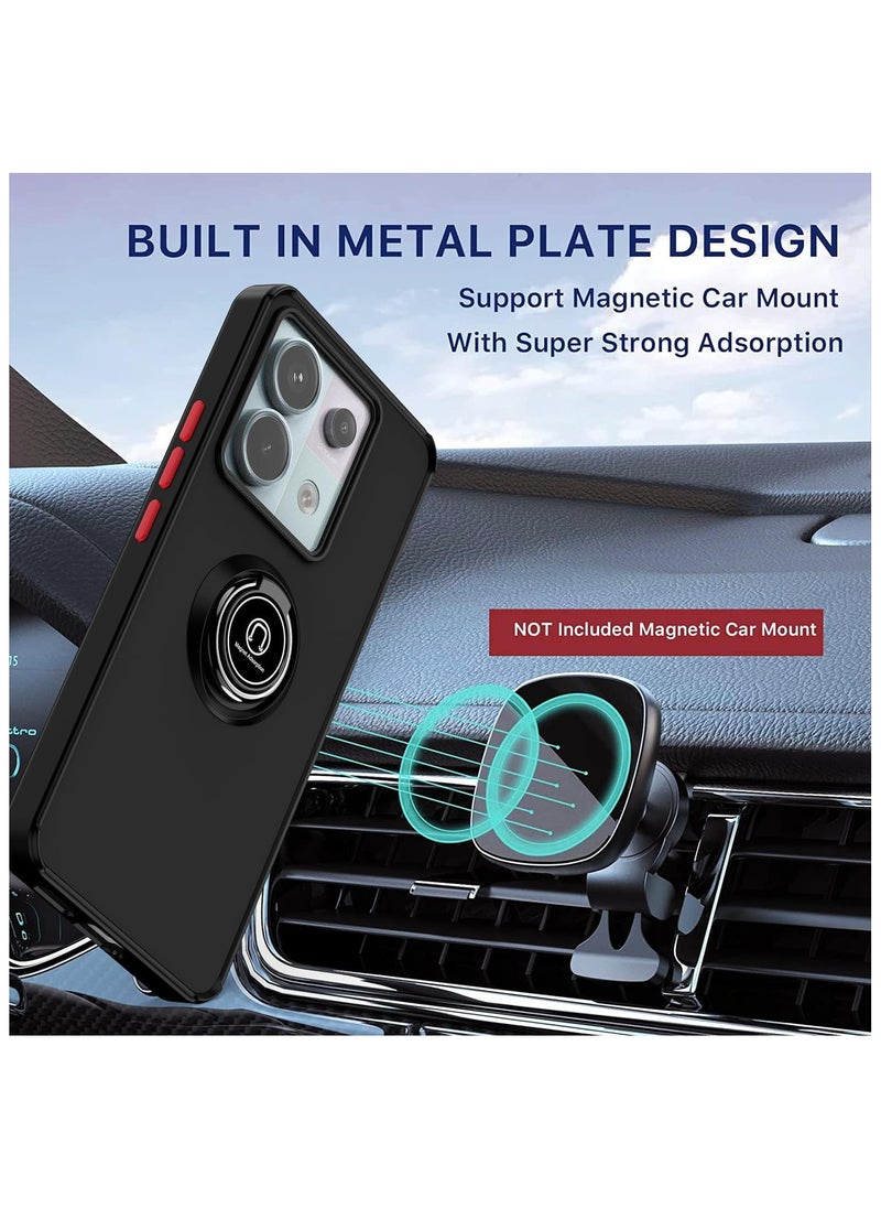 Case For Xiaomi Redmi Note 13 Pro 5G Rotational Metal Ring Grip Kickstand Cover Magnetic Car Mount Holder Case Shockproof TPU Bumper for Redmi Note 13 Pro 5G  - Image 2