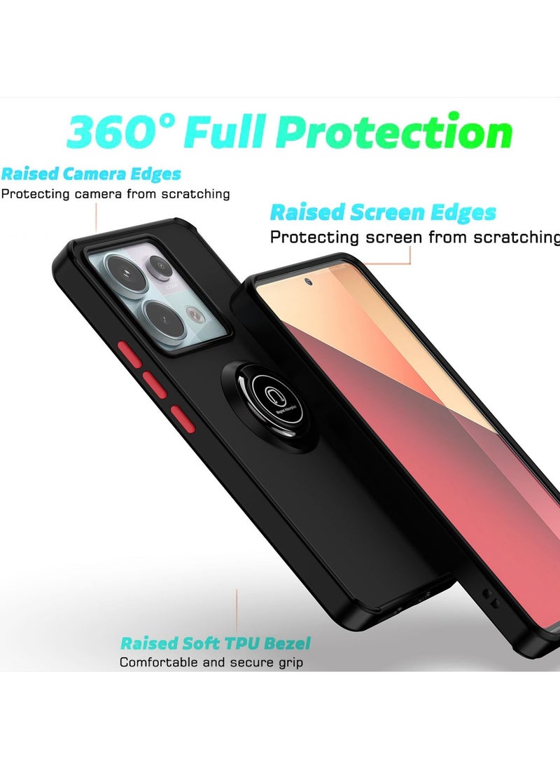 Case For Xiaomi Redmi Note 13 Pro 5G Rotational Metal Ring Grip Kickstand Cover Magnetic Car Mount Holder Case Shockproof TPU Bumper for Redmi Note 13 Pro 5G  - Image 4