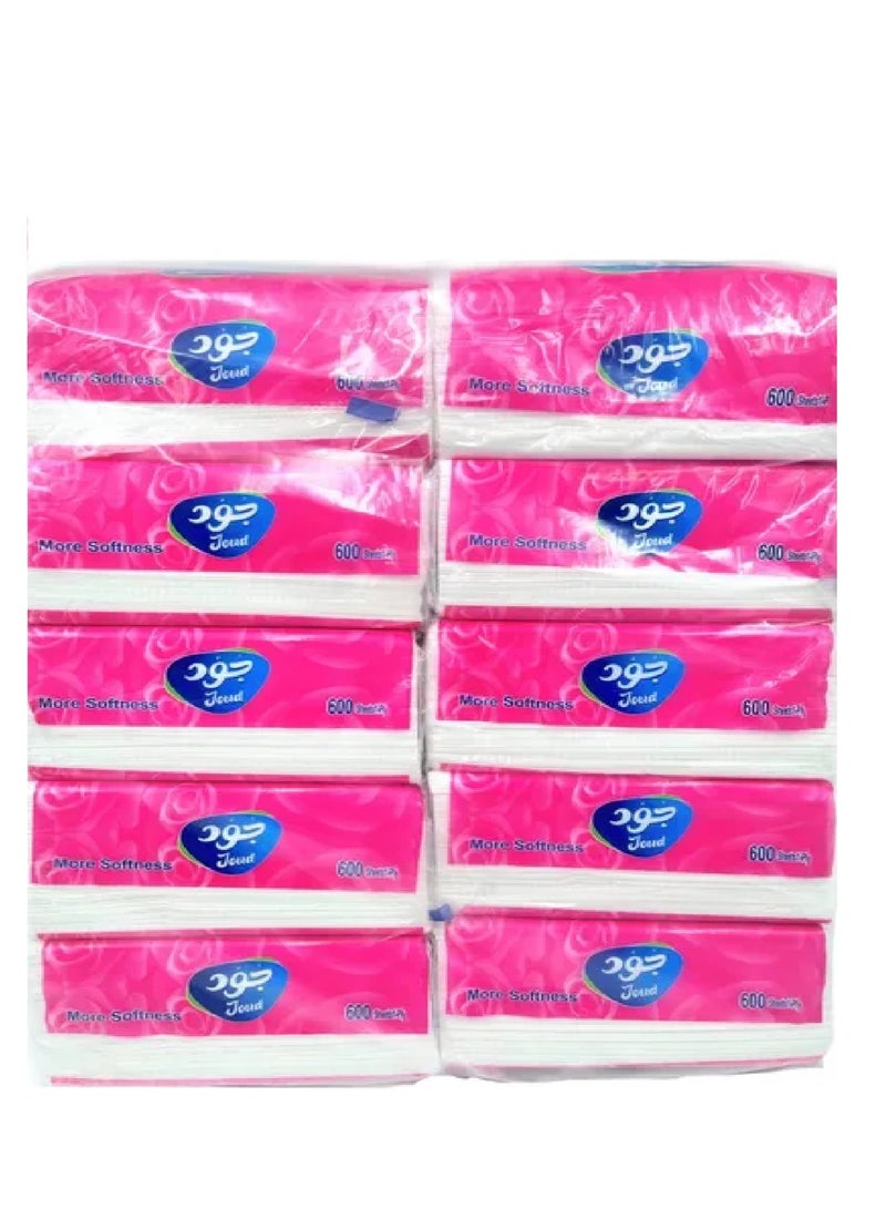Joud Essentials Facial Tissue Soft 600 Sheet Pack Of 10 - Image 2