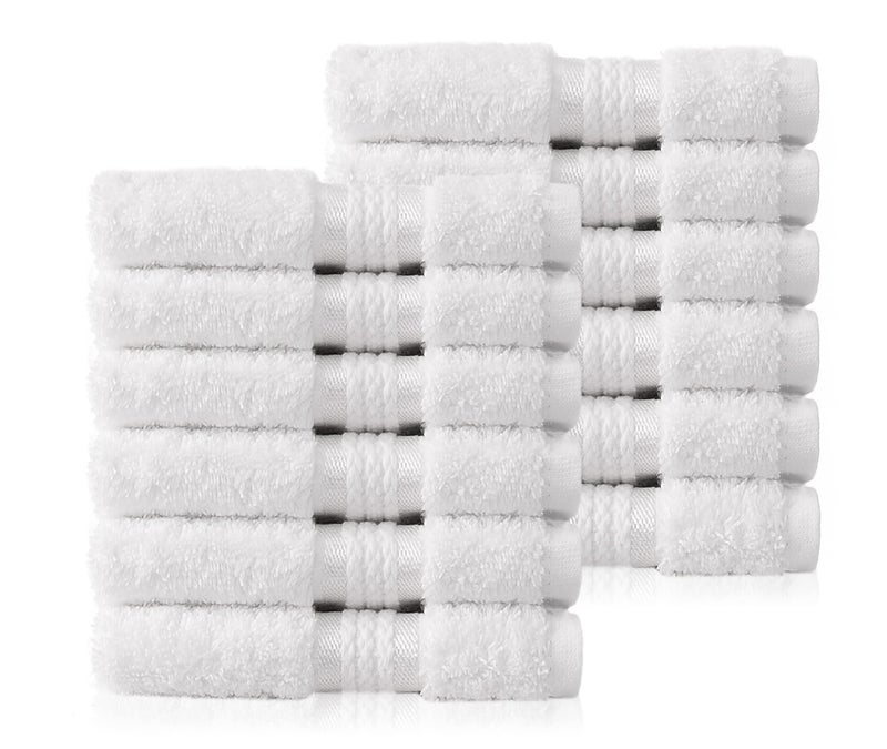 COTTON CRAFT Ultra Soft Washcloths - 12 Pack - 12x12-100% Cotton Facecloths - Baby Wash Cloths - Absorbent Quick Dry Everyday Luxury Hotel Bathroom Kitchen Spa Gym Pool Dorm - 580 GSM - White - Image 1