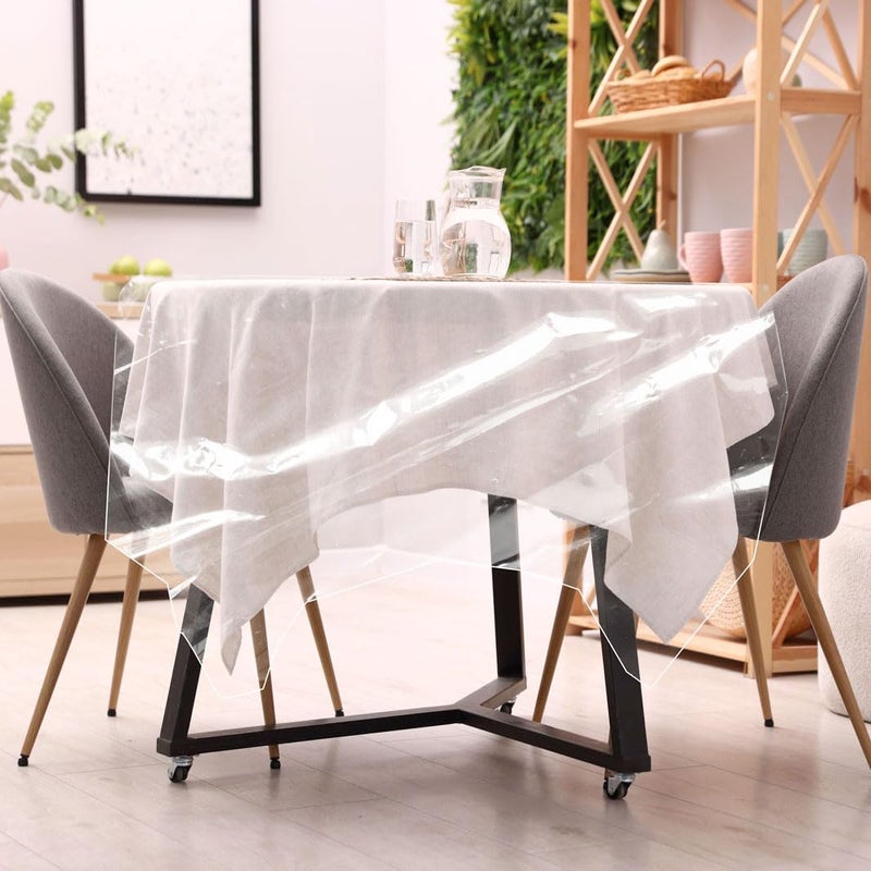 LAMINET Clear Plastic Tablecloth Protector Cover â€“ Heavy-Duty Deluxe Vinyl Table Cover â€“ 70" Round â€“ Crystal Clear, Easy Clean. - Image 4