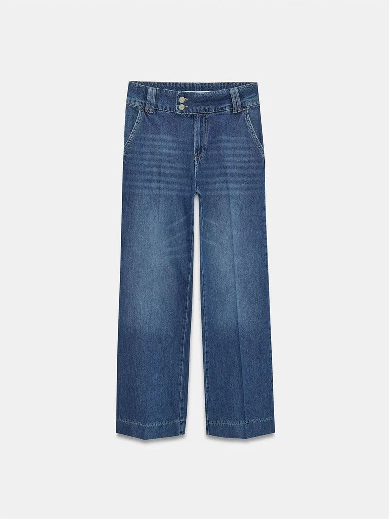 DILVIN High Waist Wide Leg Cotton Denim Jeans - Image 5