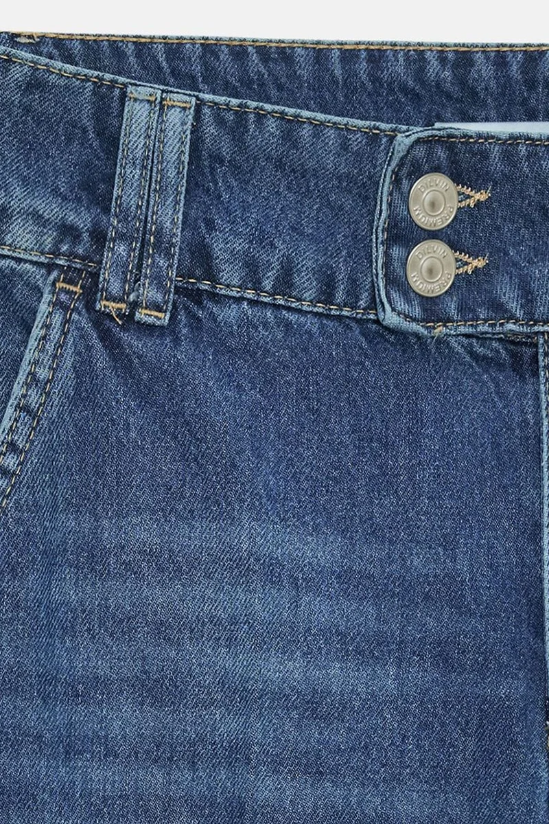 Dilvin Mid Blue Denim DILVIN High Waist Wide Leg Cotton Denim Jeans for Women | Best Price UAE