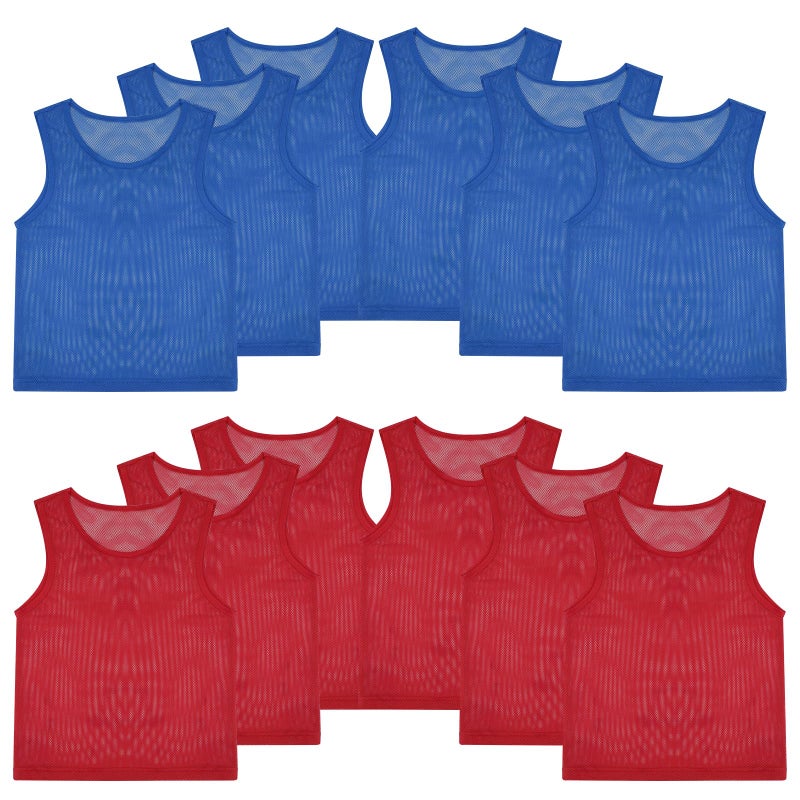 PEASUG Pinnies, 12 Pcs Soccer Pinnies, Mesh Practice Jersey Scrimmage Vest Team Soccer Pennies for Sports Kids/Youth Lightweight - Image 1