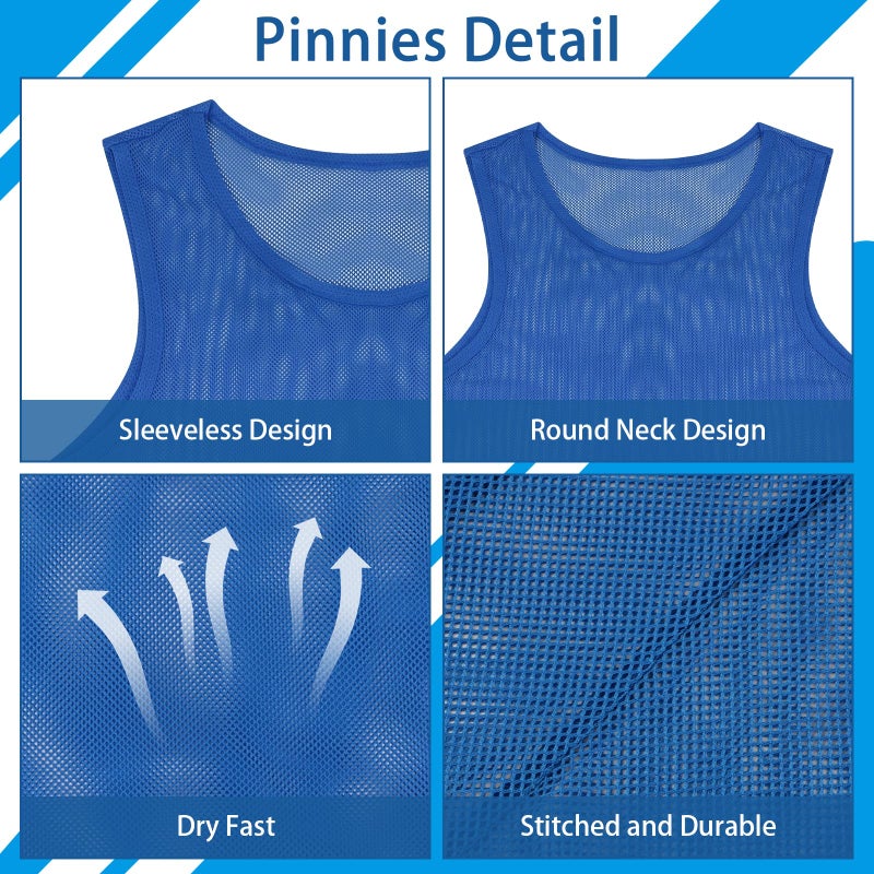 PEASUG Pinnies, 12 Pcs Soccer Pinnies, Mesh Practice Jersey Scrimmage Vest Team Soccer Pennies for Sports Kids/Youth Lightweight - Image 3
