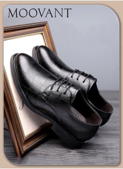 Men's Elegant Formal Leather Shoes, Business Casual Shoes, Leather Shoes for Men, Lace-up, Comfortable and Breathable for Daily Wear and Formal Occasions, Classic Black