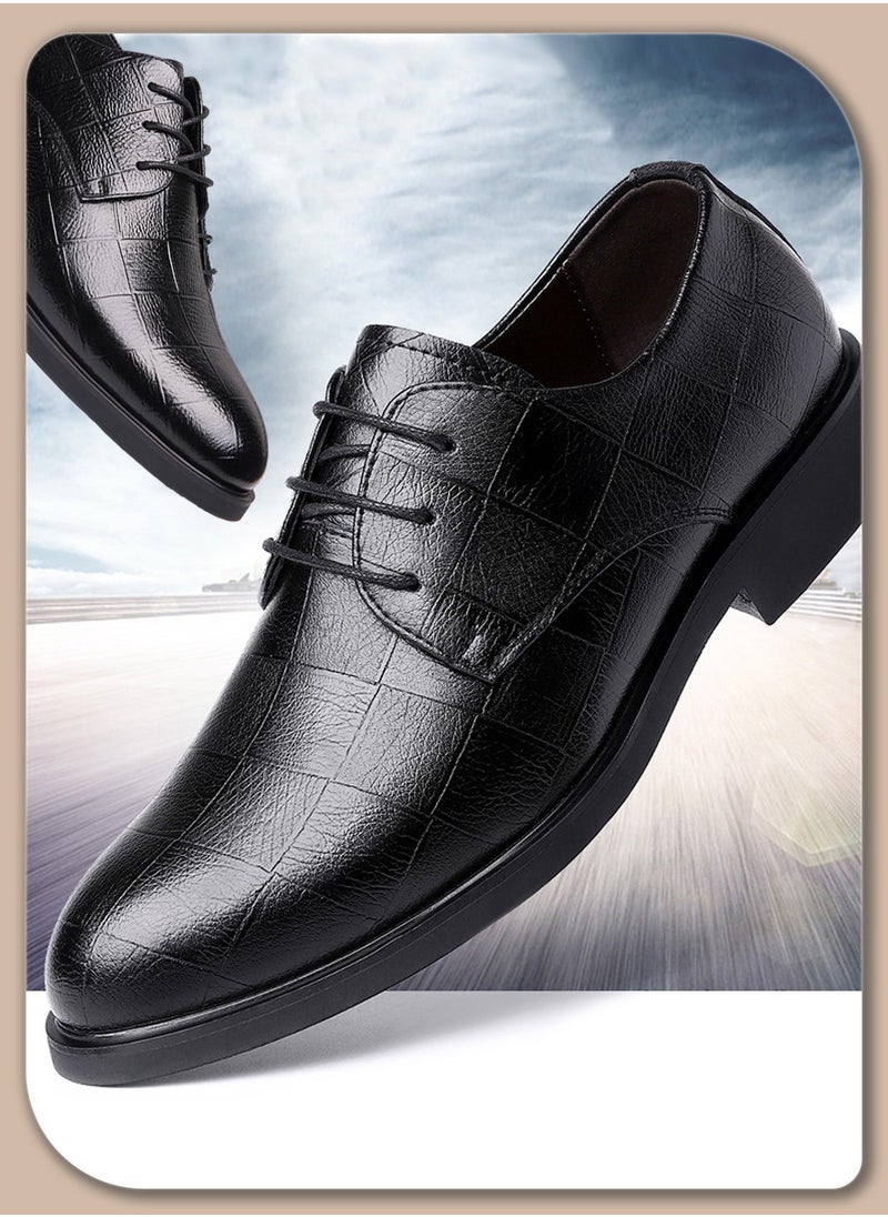 Moovant - Men's Elegant Formal Leather Shoes, Business Casual Shoes, Leather Shoes for Men, Lace-up, Comfortable and Breathable for Daily Wear and Formal Occasions, Classic Black - Image 1