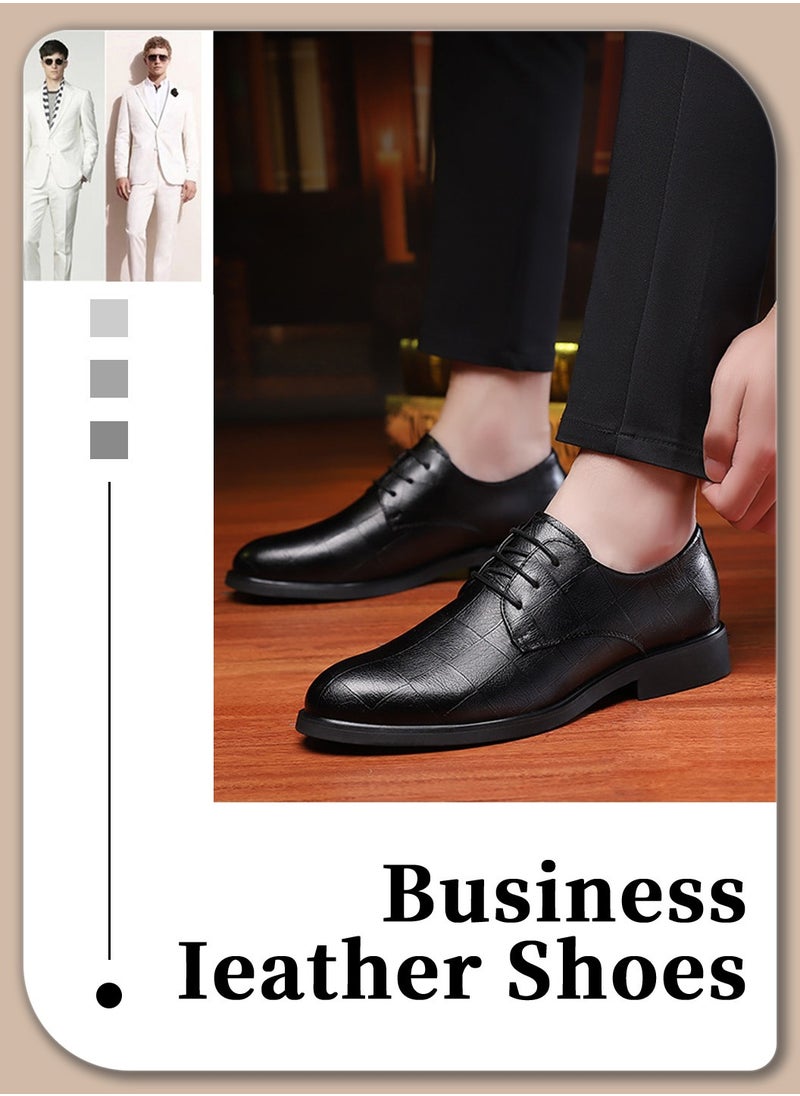 Moovant - Men's Elegant Formal Leather Shoes, Business Casual Shoes, Leather Shoes for Men, Lace-up, Comfortable and Breathable for Daily Wear and Formal Occasions, Classic Black - Image 1