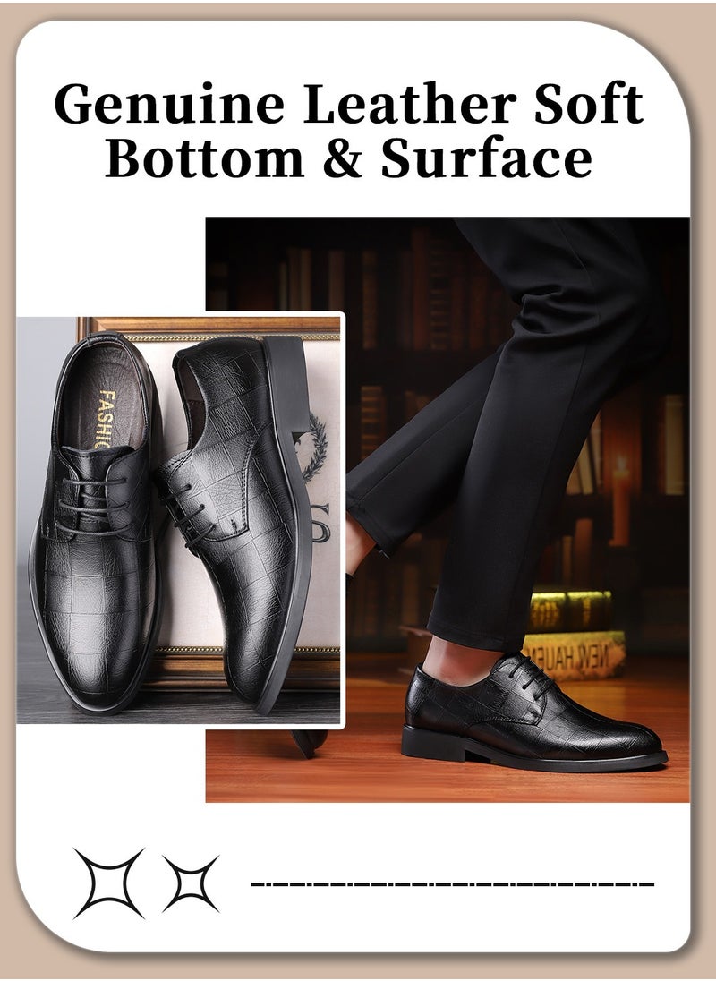 Moovant - Men's Elegant Formal Leather Shoes, Business Casual Shoes, Leather Shoes for Men, Lace-up, Comfortable and Breathable for Daily Wear and Formal Occasions, Classic Black - Image 1