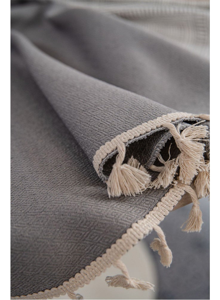 مفرش طاولة دائري من قماش الكتان، غطاء طاولة قابل للغسل ومقاوم للغبار والتجاعيد للمطاعم والنزهات وتناول الطعام في الأماكن المغلقة والمفتوحة، مقاس 150 سم × 150 سم - Image 5