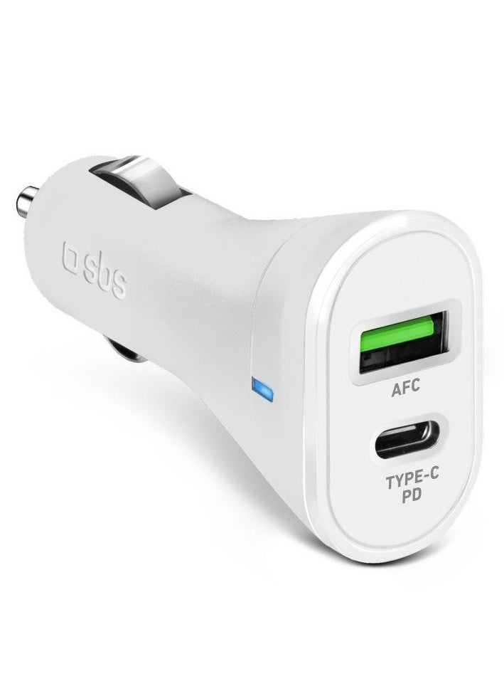 SBS SBS Car Charger 20W Ultra Fast Charge with 2 Outputs (Type-C PD, USB) For Iphone And Android  - Image 1