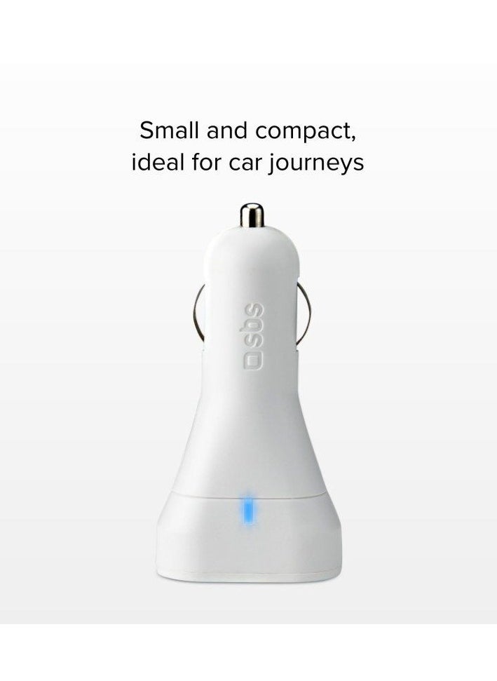 SBS SBS Car Charger 20W Ultra Fast Charge with 2 Outputs (Type-C PD, USB) For Iphone And Android  - Image 2
