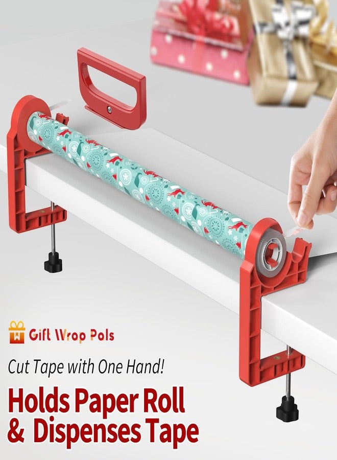 MONMEE Tabletop Gift Wrapping Tool with Tape Dispenser & Cutter-2 Pack Adjustable Wrapping Paper Table Clamps with 2 Tapes-Perfect for Valentine's Day, Easter, and Crafting - Image 2