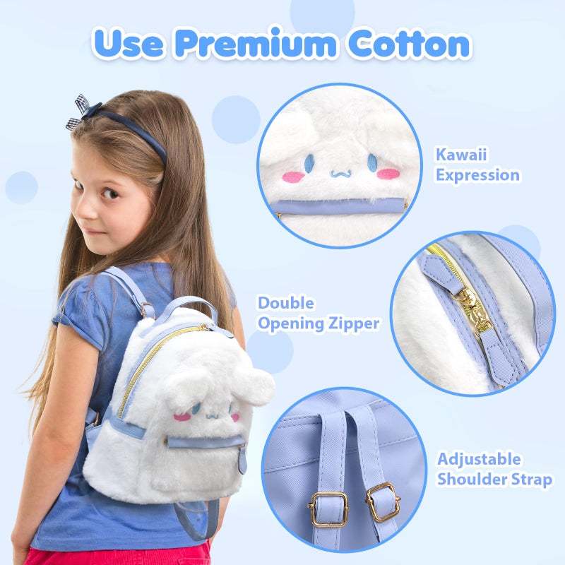 KIEAL Blue Kids Backpack, Kawaii Stuff Plush Backpack, Adorable Bag Handbag for Girls Kids Fans Birthday Present School Supplies - Image 5