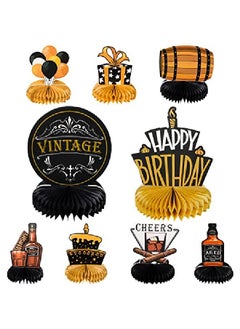 9 Pieces Aged To Perfection Party Supplies Vintage Men Party Supplies Whiskey Birthday Decorations For Men Whiskey Birthday Honeycomb Centerpieces Beer Party Table Topper For 40Th 50Th Party Supplies