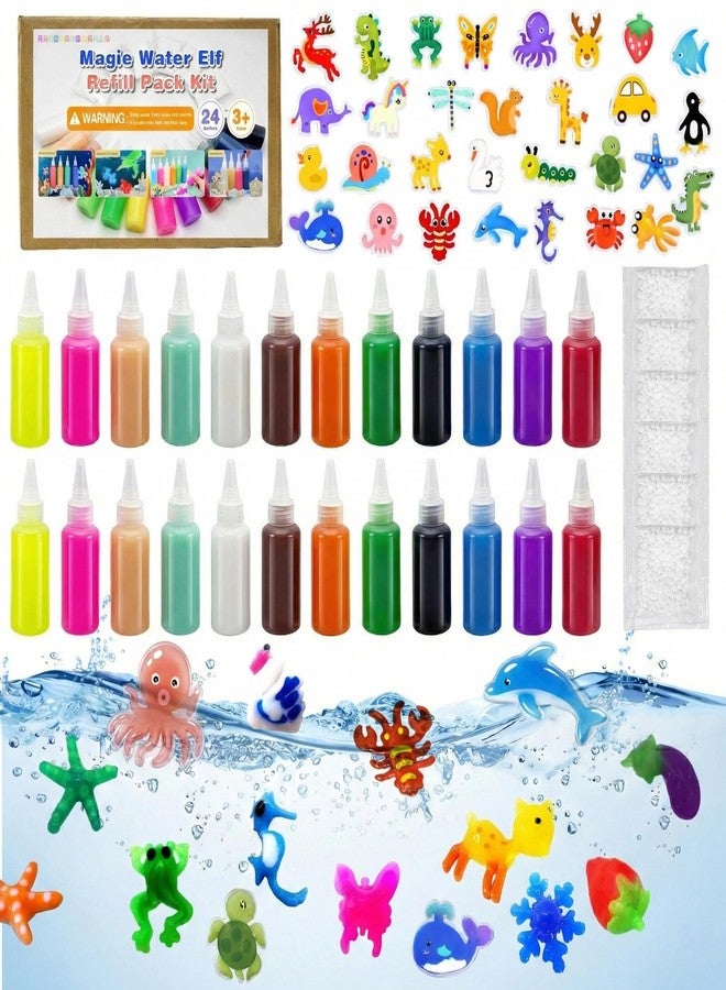 RANGRANGMANJIA Magic Water Elf Toy Kit Refill,DIY Slime Squishy Making Kit,STEM Arts & Crafts Family Activity,Indoor Rainy Day & Holiday Fun,Best Gift for Christmas & Party Favors(24 Bottles:12 Colors+32) - Image 1