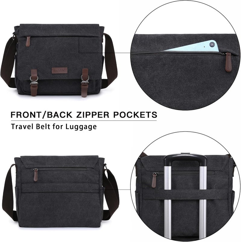 DASEIN Large Vintage Canvas Messenger Shoulder Bag Travel Crossbody Purse Briefcase Business Bag for 15inch Laptop - Image 3