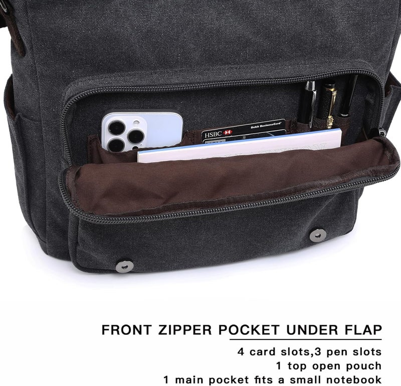 DASEIN Large Vintage Canvas Messenger Shoulder Bag Travel Crossbody Purse Briefcase Business Bag for 15inch Laptop - Image 5