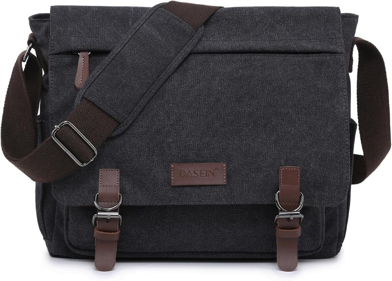 DASEIN Large Vintage Canvas Messenger Shoulder Bag Travel Crossbody Purse Briefcase Business Bag for 15inch Laptop - Image 1